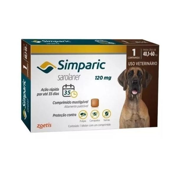 Imagem de Simparic 120mg 40-60kg Elimina Carrapatos Sarnas Pulgas 1un