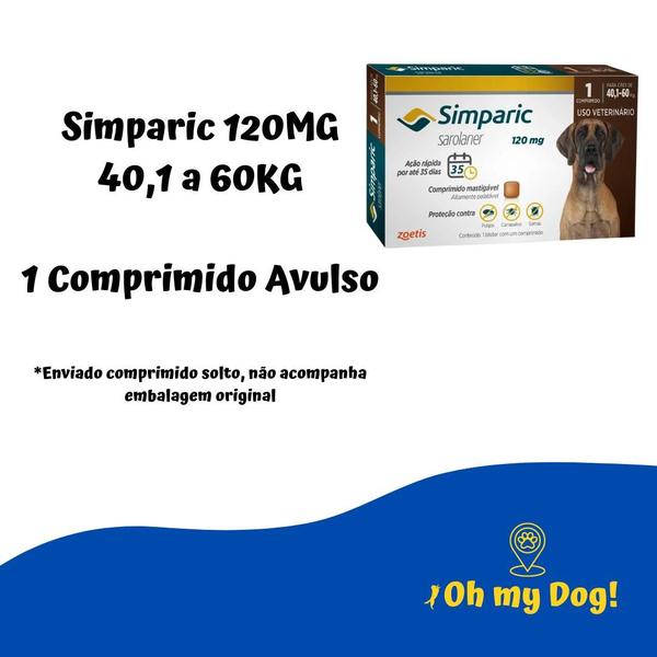 Imagem de Simparic 120mg 40,1 a 60kg 1 comprimido avulso