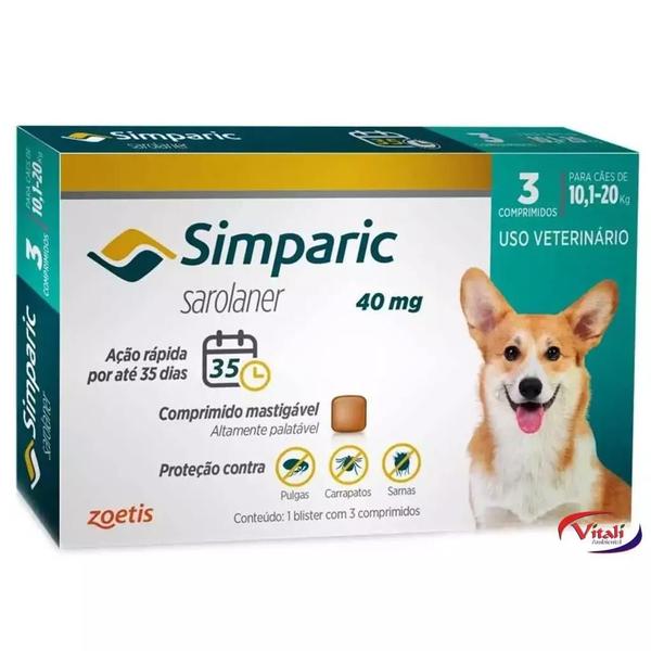 Imagem de Simparic 40mg (10-20kg) 3 comprimido