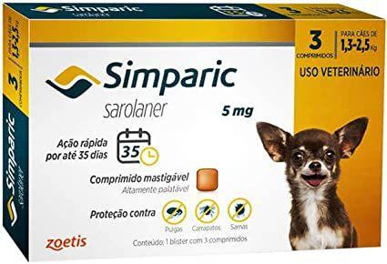 Imagem de Simparic 5mg (1,3-2,5kg) 3 comprimido