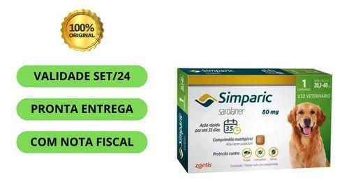 Imagem de Simparic Antipulgas e carrapatos Cachorro Cão Cães 20 á 40 Kg 1 Uni