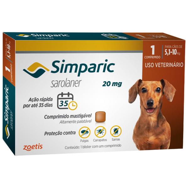 Imagem de Simparic antipulgas para cães de 5,1 a 10 kg (20mg) zoetis