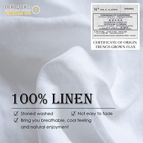 Imagem de Simples&Opulência 100% Linho Edredom Cover Set 2pcs Estilo Básico Natural Francês Lavado Linho Cor Sólida Suave Respirável Farmhouse Bedding com Fechamento de Botão (Twin, Branco)