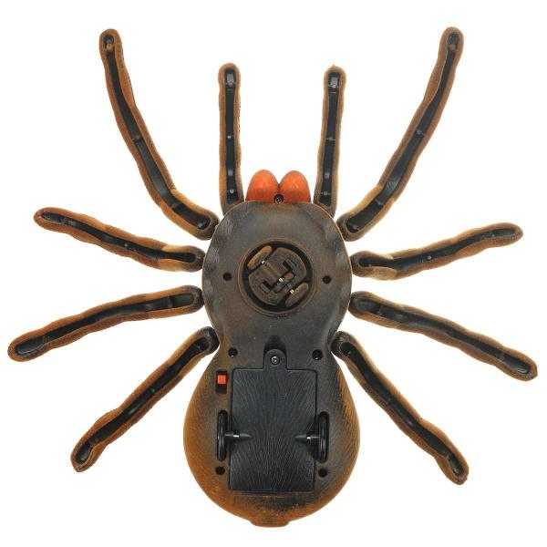 Imagem de Simulação eletrônica de controle remoto de animais de estimação Olhos tarântulas brilham smart black spider Halloween RC Tricky Prank Scary Toy Gift Gags & Practical Jokes