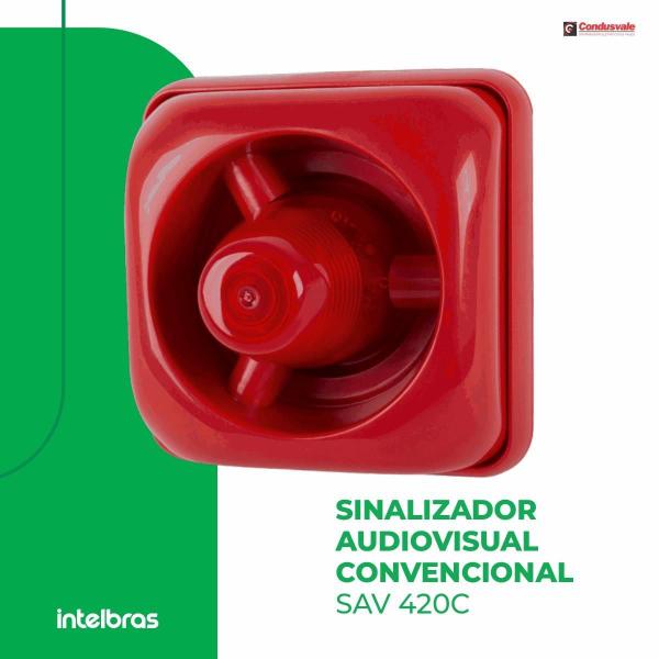 Imagem de Sinalizador audiovisual com sirene 12/24v convencional sav 420c intelbras