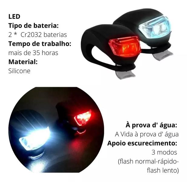 Imagem de Sinalizador Lanterna Led Bicicleta Luz  Pisca Traseira E Dianteira Ciclismo Bike Silicone Segurança