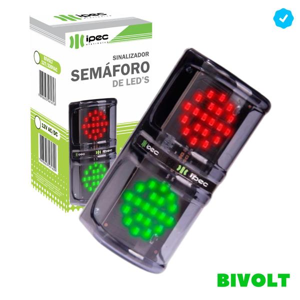 Imagem de Sinalizador Semaforo Led Vermelho Verde Bivolt 127/220Vac Ipec