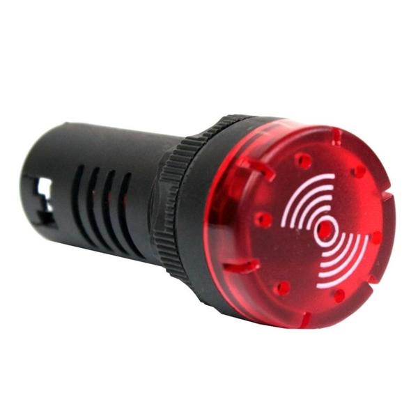 Imagem de Sinalizador Sonoro Com LED 24VCA 22mm Vermelho Metaltex