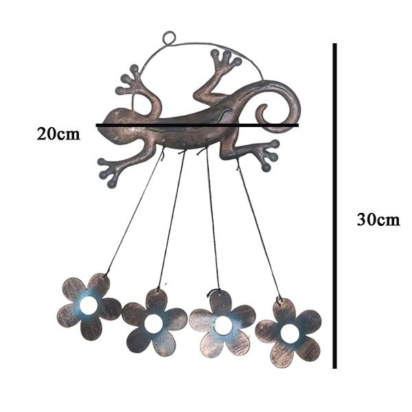 Imagem de Sino dos Ventos Flores Lagarto Kit 3 Unidades Decoraçao Jardim Quintal Varanda Ambiente Externo Enfeite Rustico