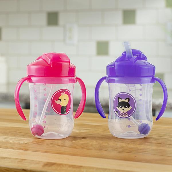 Imagem de Sippy Cup Dr. Brown's Baby's First Straw 270 ml rosa/roxo 6 m ou mais