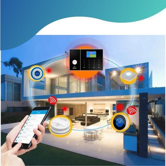 Imagem de Sistema de alarme sem fio Home Security, Wi-Fi, GSM, detector de sensor de movimento, compatível com Alexa e Google, Tuya APP Smart Life