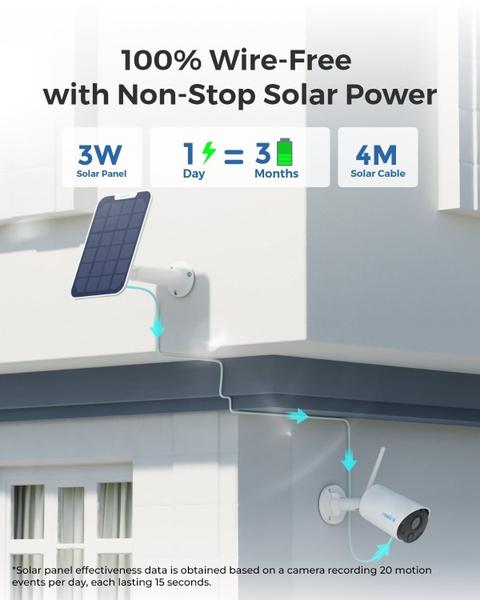 Imagem de Sistema de câmera de segurança ao ar livre Sem fio, bateria solar alimentada, 1080p sem fio à prova d'água visão noturna de 2 vias c/ SENSOR DE movimento PIR, suporte Alexa/Google Assistant/SD local, Argus Eco+Solar Panel