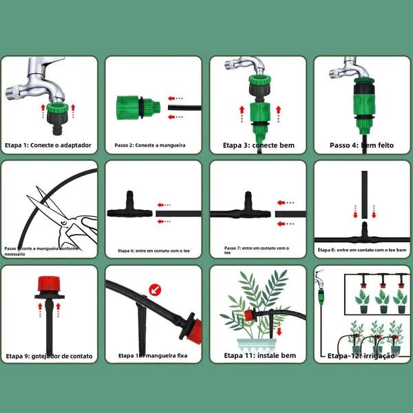 Imagem de Sistema De Irrigação Por Gotejamento Diy Para Estufa 15m-30m Mangueira De Jardim De Rega Automática