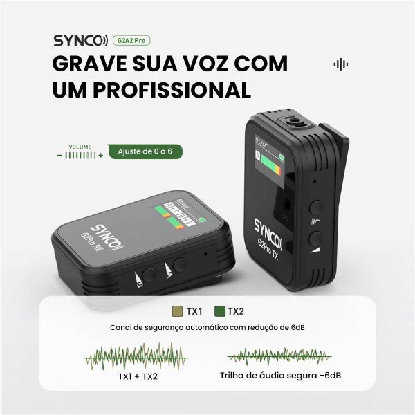 Imagem de Sistema De Microfone Duplo Sem Fio Synco G2-a2 Pro Para Câmeras E Smartphones