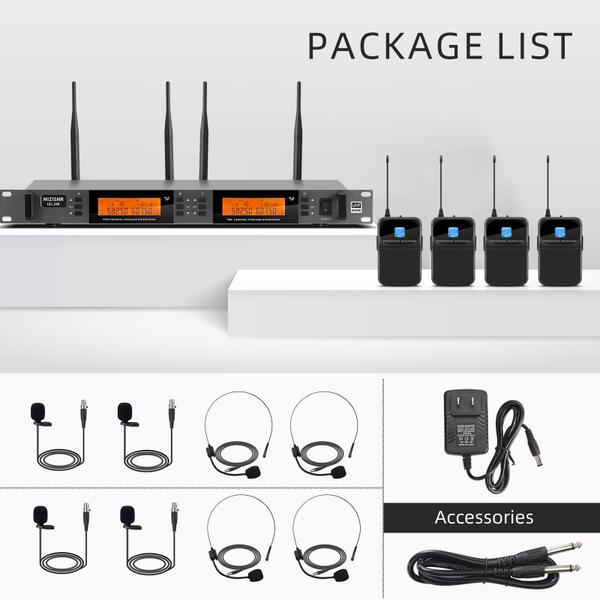 Imagem de Sistema de microfone sem fio Lavalier MIZISNR 4 canais UHF