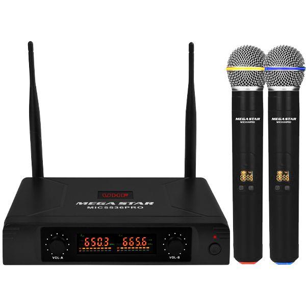 Imagem de Sistema de Microfone Sem Fio Megastar MIC5536PRO com 2 Microfones Bivolt - Preto