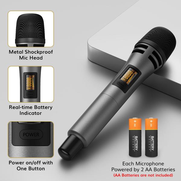 Imagem de Sistema de microfone sem fio TONOR 4x10 canais UHF com alcance de 200 pés