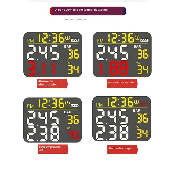 Imagem de Sistema de Monitoramento de Pressão de Pneus para Motocicleta - Display LCD Colorido e Sem Fio