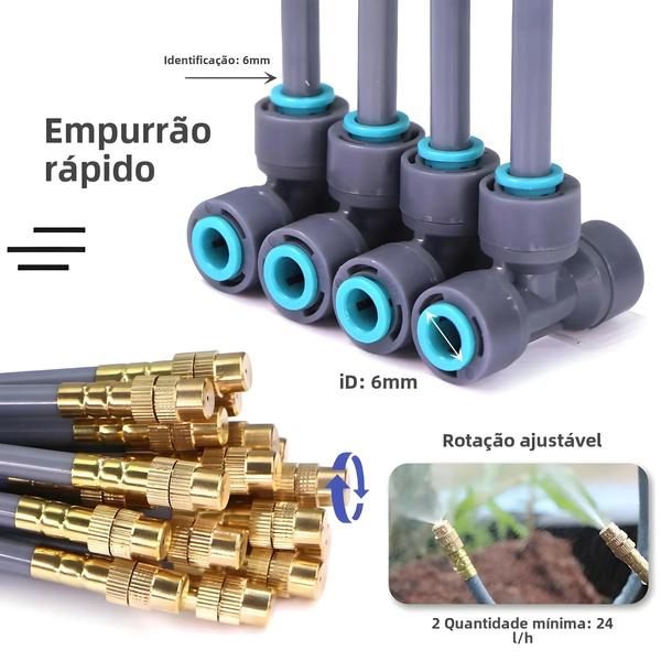 Imagem de Sistema De Resfriamento De Nebulização De Jardim Ajustável 30-50m 1/4 "4/6mm Bicos De Curvatura