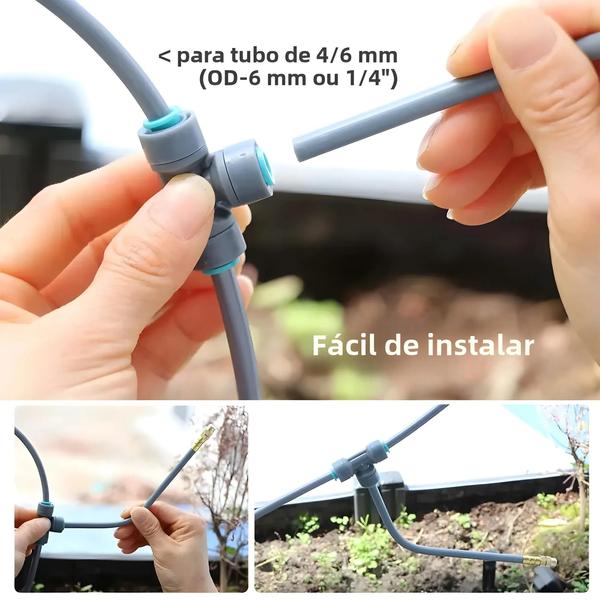 Imagem de Sistema De Resfriamento De Nebulização De Jardim Ajustável 30-50m 1/4 "4/6mm Bicos De Curvatura