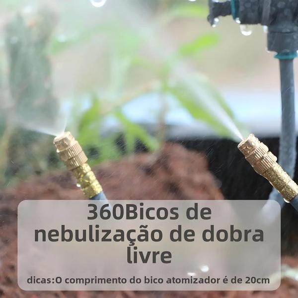 Imagem de Sistema De Resfriamento De Nebulização De Jardim Ajustável 30-50m 1/4 "4/6mm Bicos De Curvatura