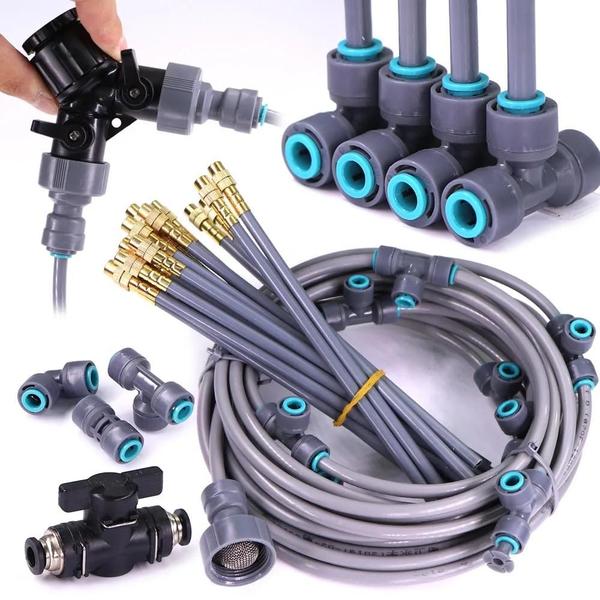 Imagem de Sistema De Resfriamento De Nebulização De Jardim Ajustável 30-50m 1/4 "4/6mm Bicos De Curvatura