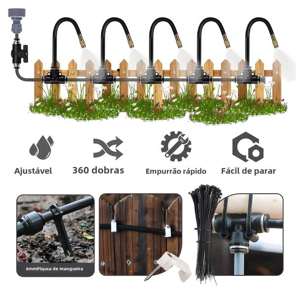 Imagem de Sistema De Resfriamento De Nebulização De Jardim Ajustável 5-30m 1/4" 4/6mm 360  graus   Kit De Rega