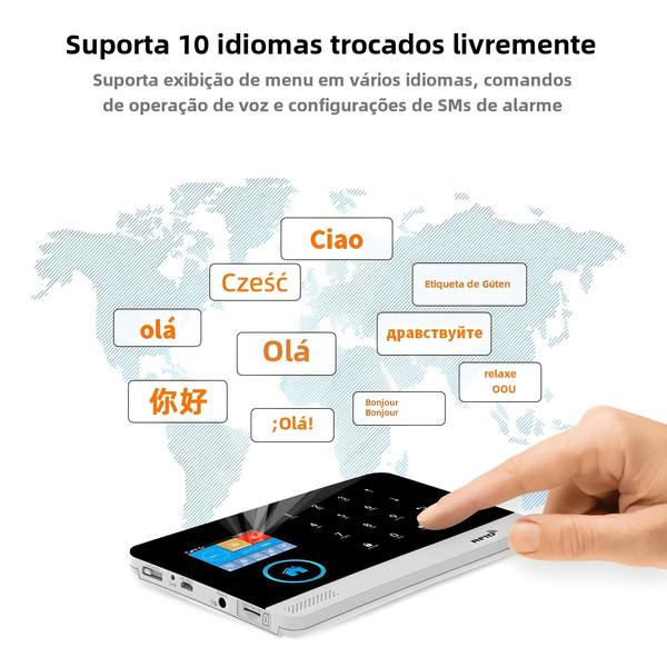 Imagem de Sistema de Segurança Doméstica com Tela de 2,4 Polegadas - 4G, 2G, Wi-Fi e Controle RFID