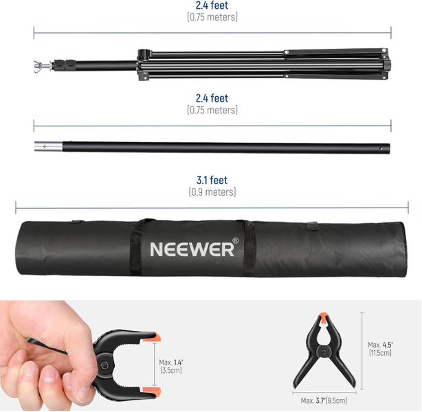 Imagem de Sistema de suporte de pano de fundo Neewer 10 pés/3 m x 6,6 pés/2 m com acessórios