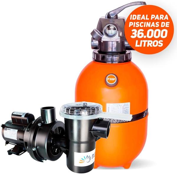 Imagem de Sistema Filtrante Para Piscina Filtro Bomba 36m³ 1/3cv