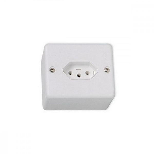 Imagem de Sistema Ilumi 1 Tomada 2 Polos+Terra 10A. Com Placa + Caixa Branco - 63140