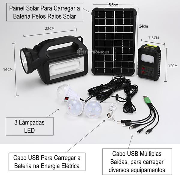 Imagem de Sistema Solar Portátil para Emergências com Carregamento de Celulares LK3140