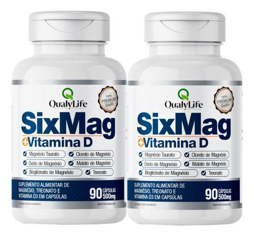 Imagem de Sixmag Magnésio E Vitamina D3 2 X 90 Cápsulas Qualylife