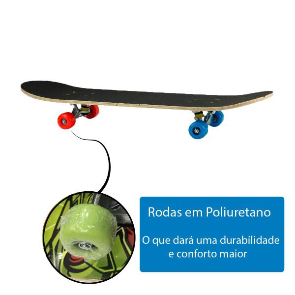 Imagem de Skate Colorido Com Kit De Proteção BBR Toys Infantil Brinquedo Esportes Radicais Aventura