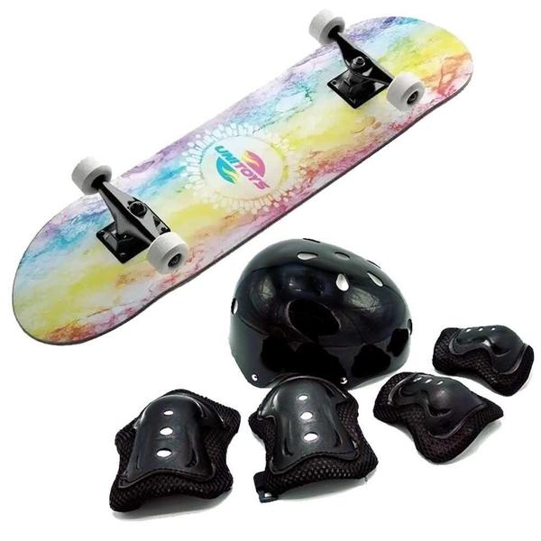 Imagem de Skate Com Kit de Proteção Unitoys Ref.1042 - Shape Colorido