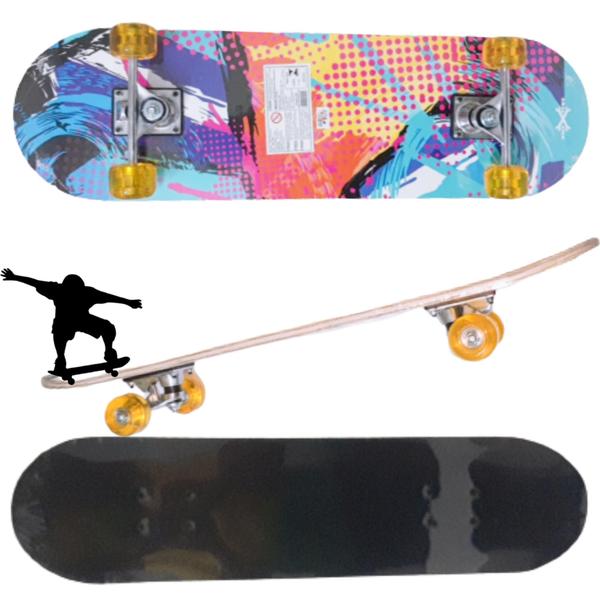 Imagem de Skate Com Shape De Madeira Grande Roda Gel com lixa Estampado 70cm Infantil Miki Toy