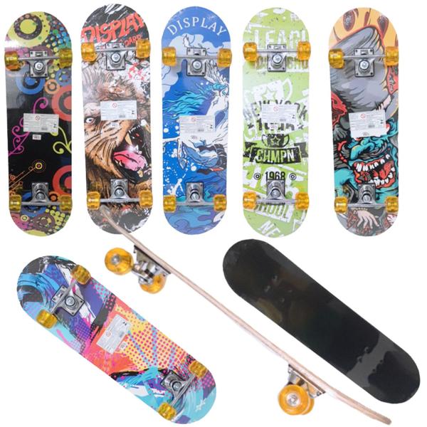 Imagem de Skate Com Shape De Madeira Grande Roda Gel com lixa Estampado 70cm Infantil Miki Toy