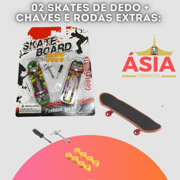 Imagem de Skate De Dedo Com Acessórios 2 Skates + Chave + Rodas Finger Skateboard Brinquedo