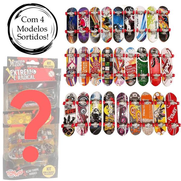 Skate de Dedo Extremo Radical Kit com 4 Skates Sortidos - Toyng Imagem de Skate de Dedo Extremo Radical Kit com 4 Skates Sortidos