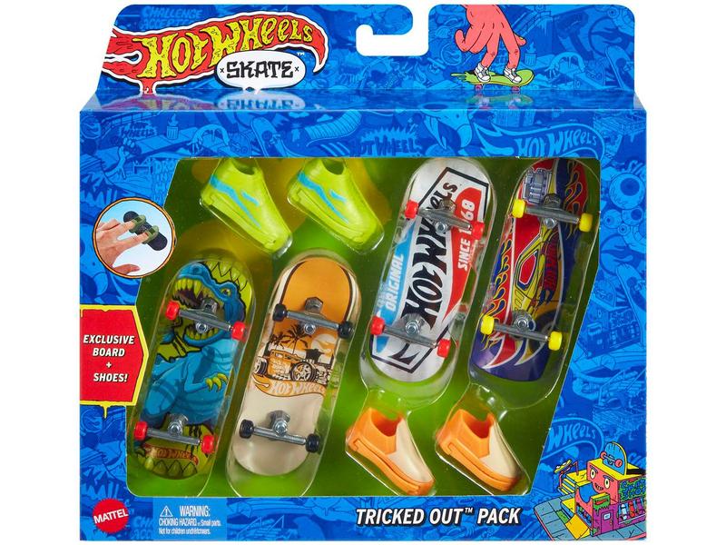 Skate de Dedo Mattel Hot Wheels Tricked Out Pack - 4 Unidades com Acessórios Imagem de Skate de Dedo Mattel Hot Wheels Tricked Out Pack