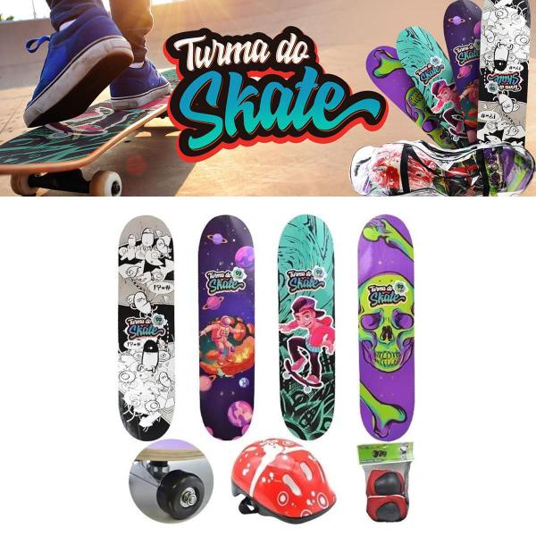 Imagem de Skate Infantil Capacete, Joelheira, Cotoveleira Mod 2