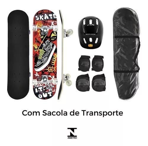 Imagem de Skate Infantil Com Kit De Proteção E Bolsa Estampas Variadas