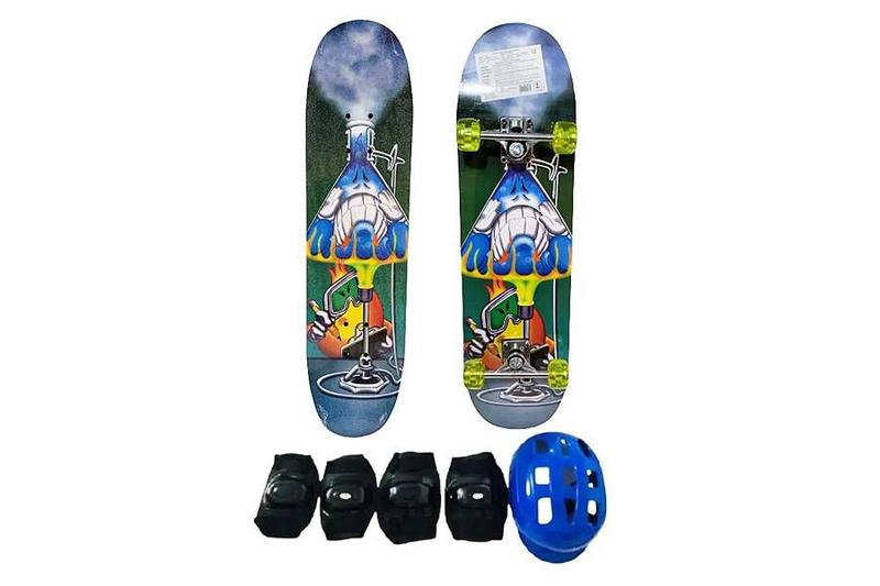 Imagem de Skate Infantil Iniciante + Kit de Proteção Fênix