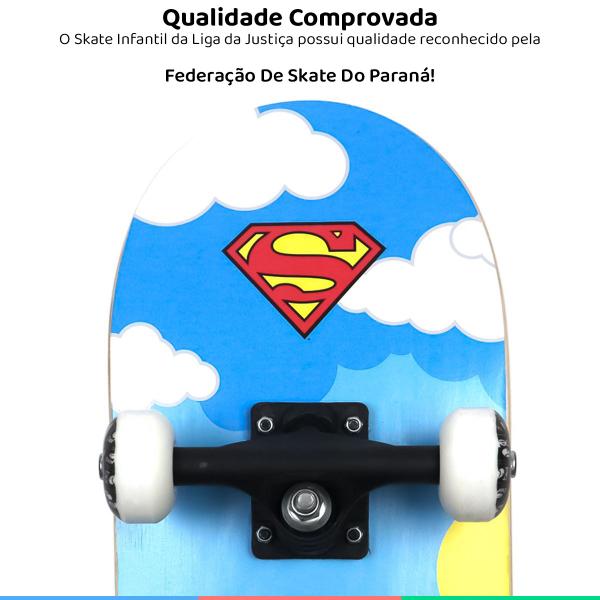 Imagem de Skate Infantil Liga da Justiça Chibi Para Criança de 6 Anos Até 60Kg Bel Fix