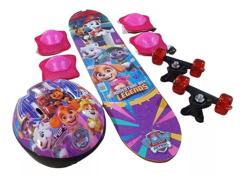 Imagem de Skate Infantil Patrulha Canina + Kit Proteção rosa