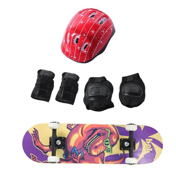 Imagem de Skate Radical Iniciante + Kit Proteção Completo Estampas Sortidas Bel