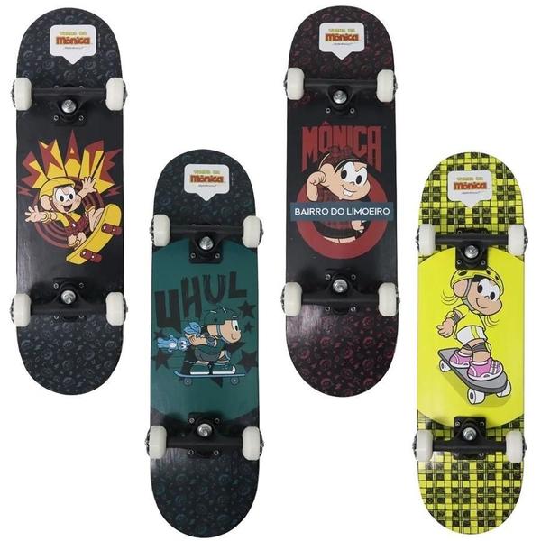 Imagem de Skateboard Skate Infantil Suporta Até 60Kg Preto Cascão Bel