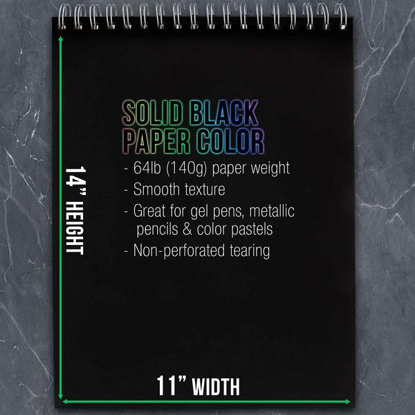 Imagem de Sketch Pad U.S. Art Supply Premium, preto, 11 x 14 polegadas, pacote com 2, 140 g/m²