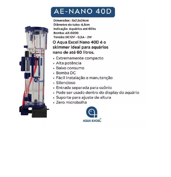 Imagem de Skimmer Nano 40d Aqua Excel Para Aquário Até 60l 110v/220v