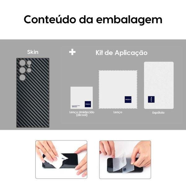 Imagem de Skin Traseira CARBONO Preto para Smartphone Motorola